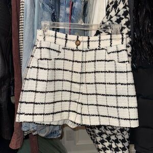 Zara Black and White Plaid Tweed Women Shorts